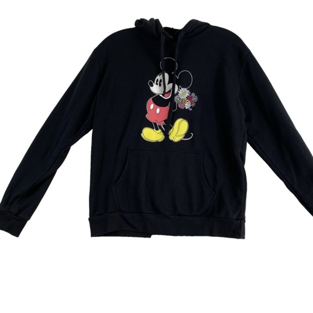 Disney Mickey Mouse Hoodie Sweater Youth‎ Teen Sz L Black Classic